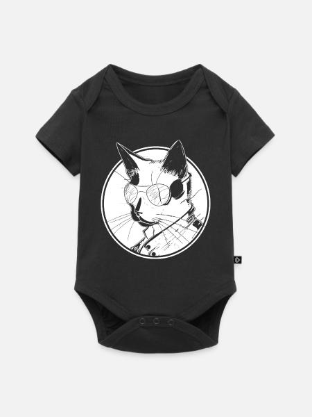 Katze Steampunk - Baby Premium Kurzarmbody - Schwarz