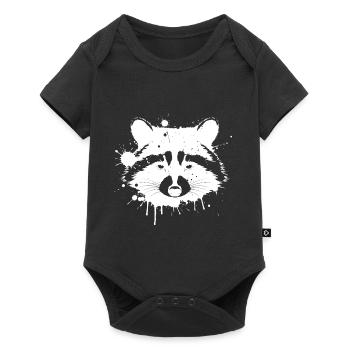 Waschbär Spritzweiß - Baby Premium Kurzarmbody - Schwarz - Vorne