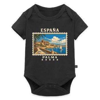 Spanien Palma de Mallorca Vintage Reisemarke - Baby Premium Kurzarmbody - Schwarz - Vorne