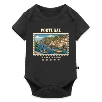 Portugal Câmara de Lobos Vintage Reisemarke - Baby Premium Kurzarmbody - Schwarz - Vorne