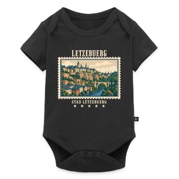 Luxemburg Luxemburg-Stadt Vintage Reisemarke - Baby Premium Kurzarmbody - Schwarz - Vorne