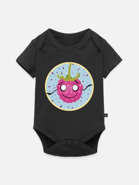 Kuscheliges Himbeer-Gesichtsmotiv - Baby Premium Kurzarmbody - Schwarz