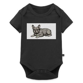 Ornate Bulldog Tattoo Muster - Baby Premium Kurzarmbody - Schwarz - Vorne