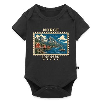 Norwegen Lofoten Vintage Reisemarke - Baby Premium Kurzarmbody - Schwarz - Vorne