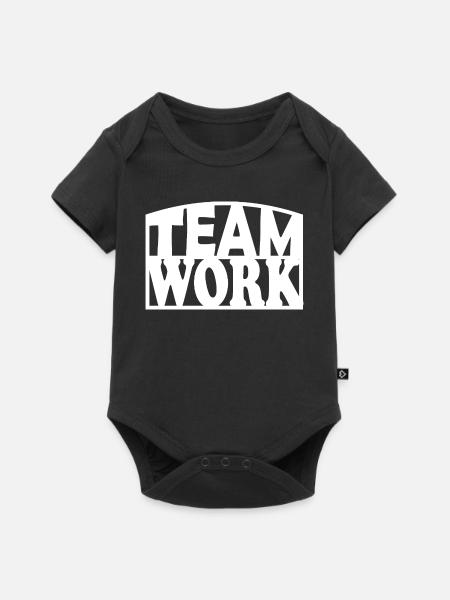 Teamwork Kraftvolles Blockbuchstaben-Design - Baby Premium Kurzarmbody - Schwarz