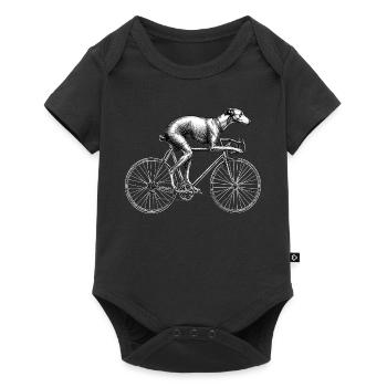 Greyhound Riding Bicycle Funny Sighthound Art - Baby Premium short-sleeve bodysuit - black - Front
