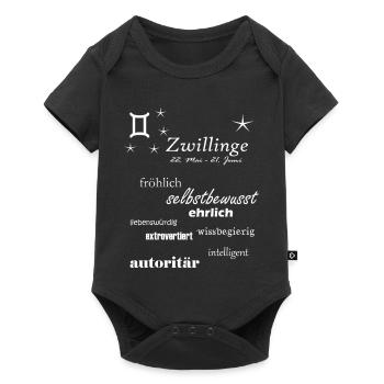 Zwillinge_Sternzeichen - Baby Premium Kurzarmbody - Schwarz - Vorne