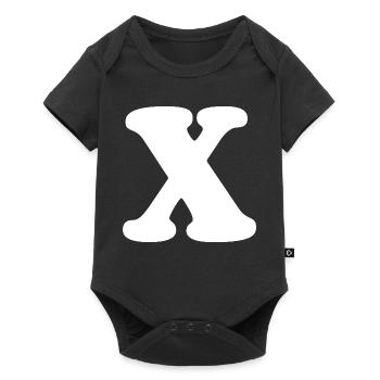 Großes X Stil-Print | Buchstabe X | X Logo - Baby Premium Kurzarmbody - Schwarz - Vorne