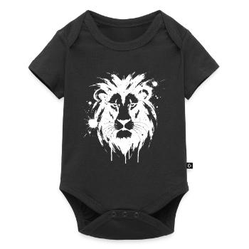Lion Blanc Éclaboussures Peinture - Body à manches courtes Premium Bébé - noir - Devant