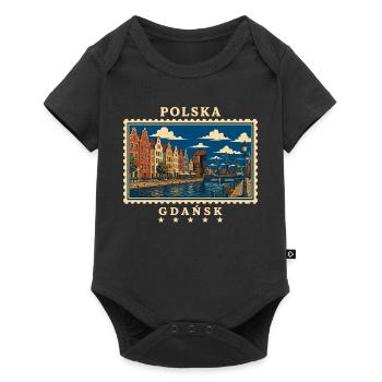 Polen Gdańsk Vintage Reisemarke - Baby Premium Kurzarmbody - Schwarz - Vorne