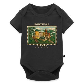 Portugal Sintra Vintage Reisemarke - Baby Premium Kurzarmbody - Schwarz - Vorne