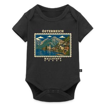 Österreich Hallstatt Vintage Reisemarke - Baby Premium Kurzarmbody - Schwarz - Vorne