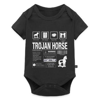 Trojanisches Pferd Motiv - Baby Premium Kurzarmbody - Schwarz - Vorne