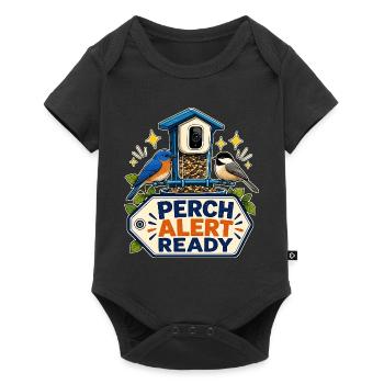 PERCH ALERT READY - Baby Premium Kurzarmbody - Schwarz - Vorne