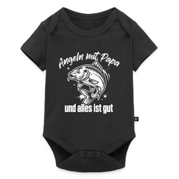 Angeln mit Papa – Alles ist gut - Baby Premium Kurzarmbody - Schwarz - Vorne