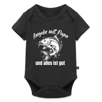 Angeln mit Papa – Alles ist gut - Baby Premium Kurzarmbody - Schwarz - Vorne