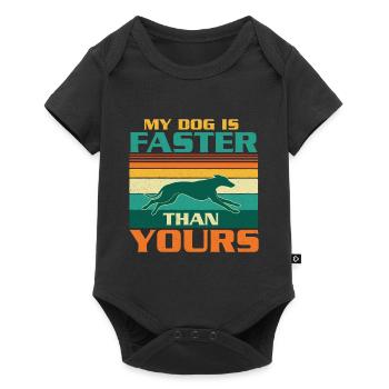 Mein Hund ist schneller, Windhund-Humor - Baby Premium Kurzarmbody - Schwarz - Vorne