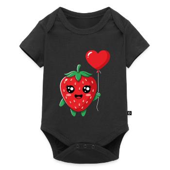 Fraise câline avec ballon en forme de cœur - Body à manches courtes Premium Bébé - noir - Devant