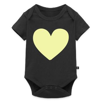 Imprimé de vêtements jaune cœur pastel - Body à manches courtes Premium Bébé - noir - Devant