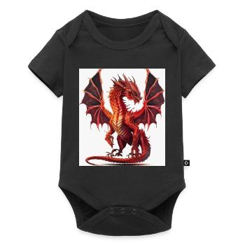 Feuerroter Drachen-Aquarell - Baby Premium Kurzarmbody - Schwarz - Vorne