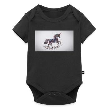Mosaïque de licorne scintillante - Body à manches courtes Premium Bébé - noir - Devant
