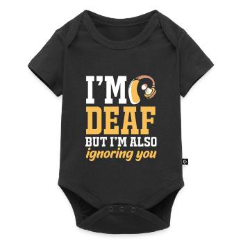 Taub Taubheit Deaf Gebärdensprache - Baby Premium Kurzarmbody - Schwarz - Vorne