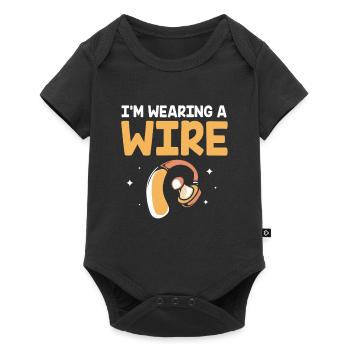 Taub Taubheit Deaf Gebärdensprache - Baby Premium Kurzarmbody - Schwarz - Vorne