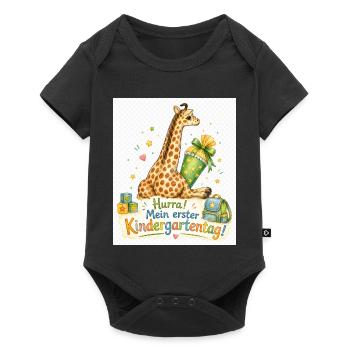 Giraffenzauber Erster Kindergartentag - Baby Premium Kurzarmbody - Schwarz - Vorne