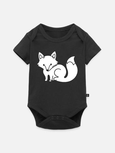 Fuchs Silhouette – Waldtier Minimal Motiv - Baby Premium Kurzarmbody - Schwarz