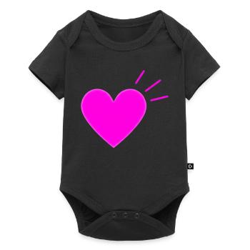 Bright Pink Heart | Modern Love Graphic - Baby Premium Kurzarmbody - Schwarz - Vorne