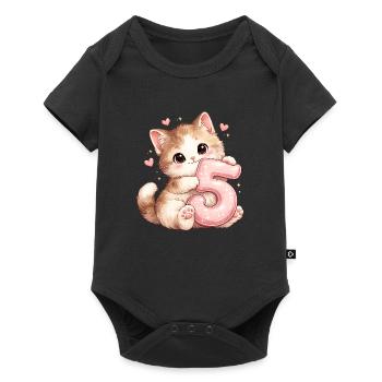 Kätzchen 5 Geburtstag - Baby Premium Kurzarmbody - Schwarz - Vorne