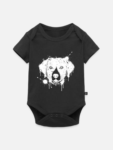 Labrador-Farbspritzer weißer Hundekopf - Baby Premium Kurzarmbody - Schwarz