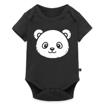 Süßer Panda Skizze – flauschiges Tiermotiv - Baby Premium Kurzarmbody - Schwarz - Vorne