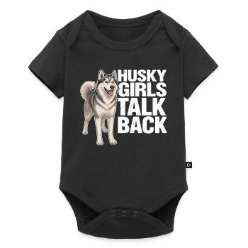 Les filles husky répondent au drôle de chien husky sibérien - Body à manches courtes Premium Bébé - noir - Devant