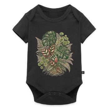 Botanical Jungle – Vintage Pflanzen Bouquet - Baby Premium Kurzarmbody - Schwarz - Vorne