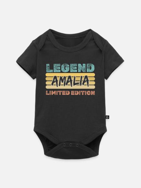 Geschenk für Amalia - Baby Premium Kurzarmbody - Schwarz