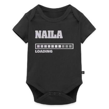 Naila als Geburt - Baby Premium Kurzarmbody - Schwarz - Vorne