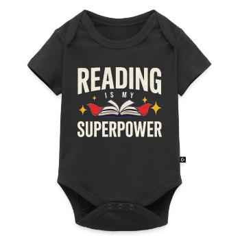 Leseliebhaber – Lesen ist meine Superkraft - Baby Premium Kurzarmbody - Schwarz - Vorne