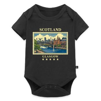 Schottland_Glasgow_Vintage_Reisemarke - Baby Premium Kurzarmbody - Schwarz - Vorne