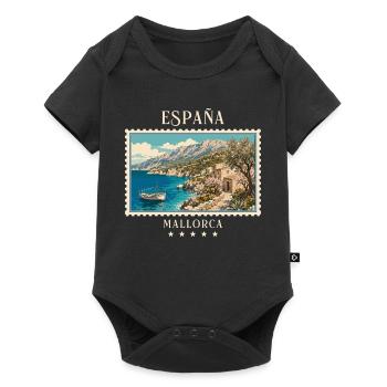 Spanien Mallorca Vintage Reisemarke - Baby Premium Kurzarmbody - Schwarz - Vorne