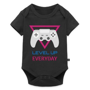 Level Up Everyday Gamer - Baby Premium Kurzarmbody - Schwarz - Vorne
