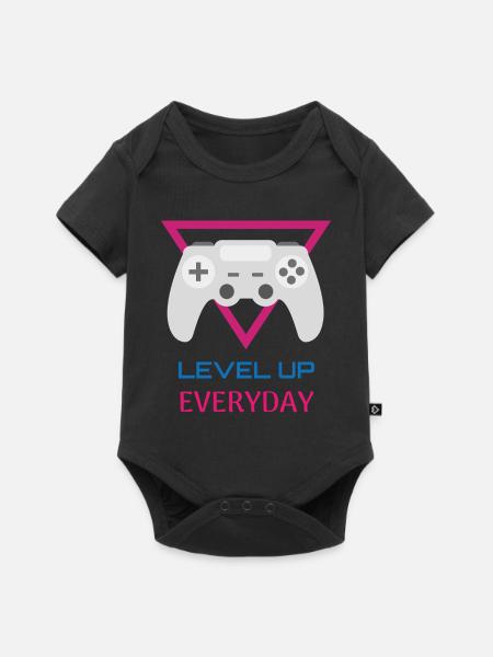 Level Up Everyday Gamer - Baby Premium Kurzarmbody - Schwarz