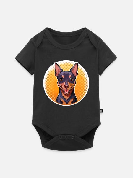 Pinscher (Comic-Porträt) - Baby Premium Kurzarmbody - Schwarz