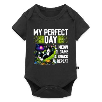 Gamer Gaming Cat Video Game - Baby Premium Kurzarmbody - Schwarz - Vorne