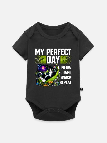 Gamer Gaming Cat Video Game - Baby Premium Kurzarmbody - Schwarz