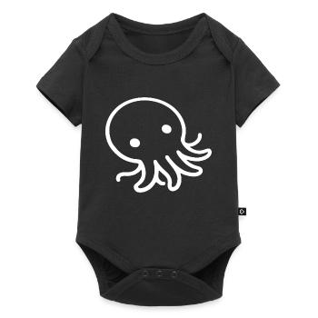 Liegender Oktopus One Line Meeresmotiv - Baby Premium Kurzarmbody - Schwarz - Vorne