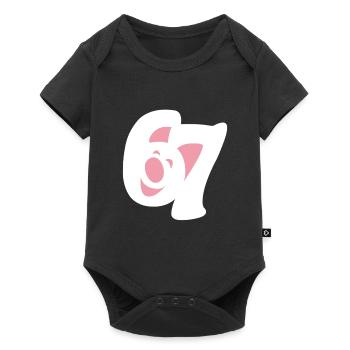 six seven | Zahlenduo 6 und 7 | Fröhliches Gesicht - Baby Premium Kurzarmbody - Schwarz - Vorne