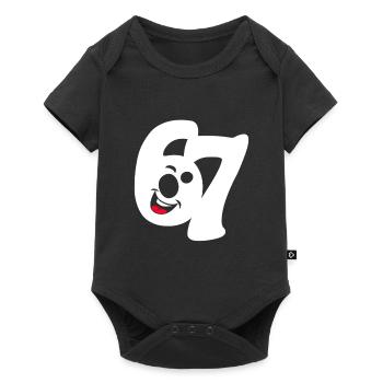 six seven | Zahlenduo 6 und 7 | Fröhliches Gesicht - Baby Premium Kurzarmbody - Schwarz - Vorne
