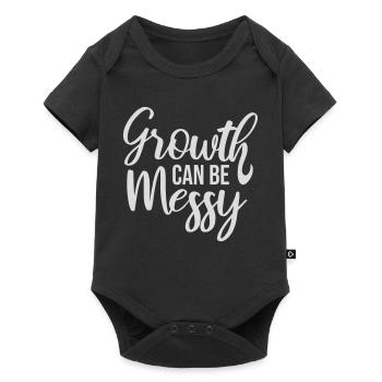 Growth Can Be Messy Persönlich Wachstum Zitat Logo - Baby Premium Kurzarmbody - Schwarz - Vorne