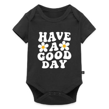 Schönen Tag noch, Gänseblümchen-Motiv - Baby Premium Kurzarmbody - Schwarz - Vorne